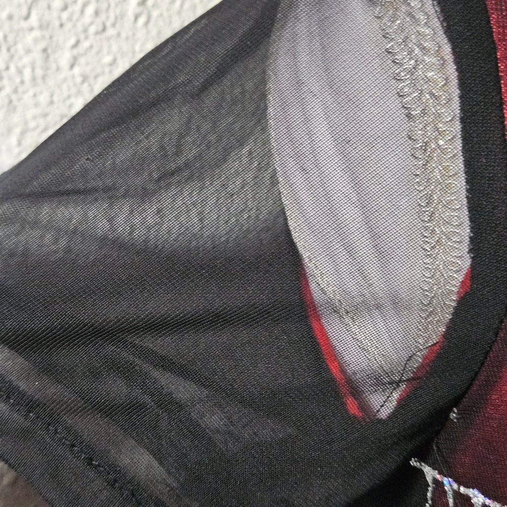 Vintage Red Silk Black Mesh Overlay Glitter Starburst Cocktail Dress - Picture 9 of 9